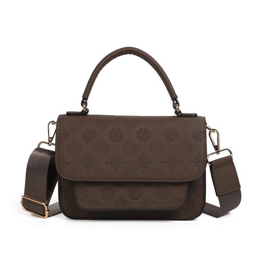 863911 Vesker, HILLEVI Clutch med preget mønster - brun