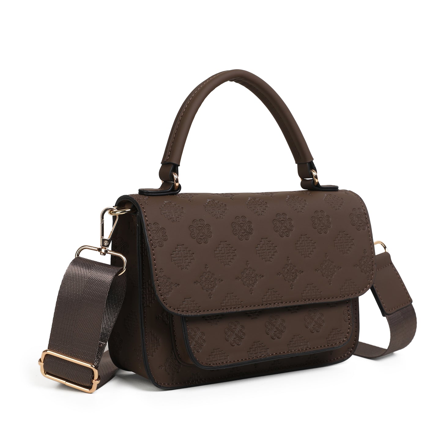 863911 Vesker, HILLEVI Clutch med preget mønster - brun