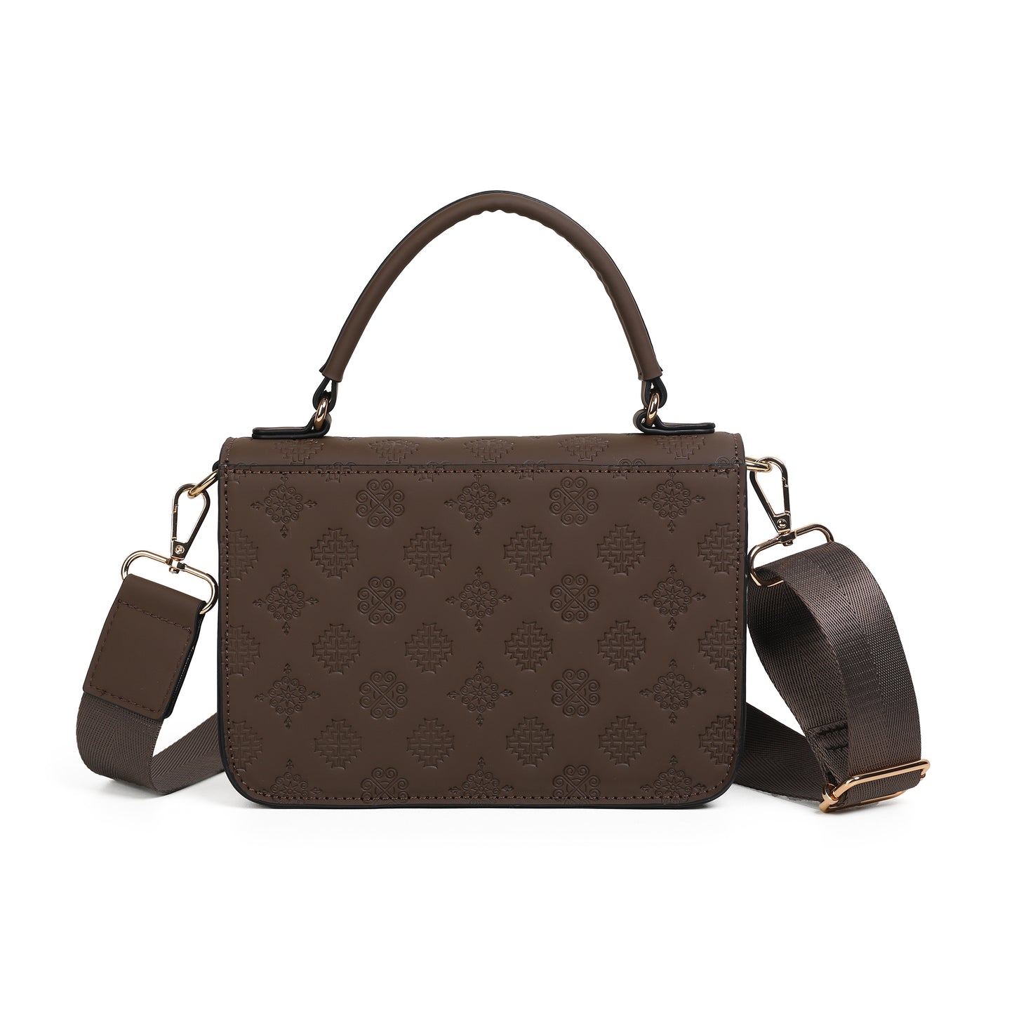 863911 Vesker, HILLEVI Clutch med preget mønster - brun