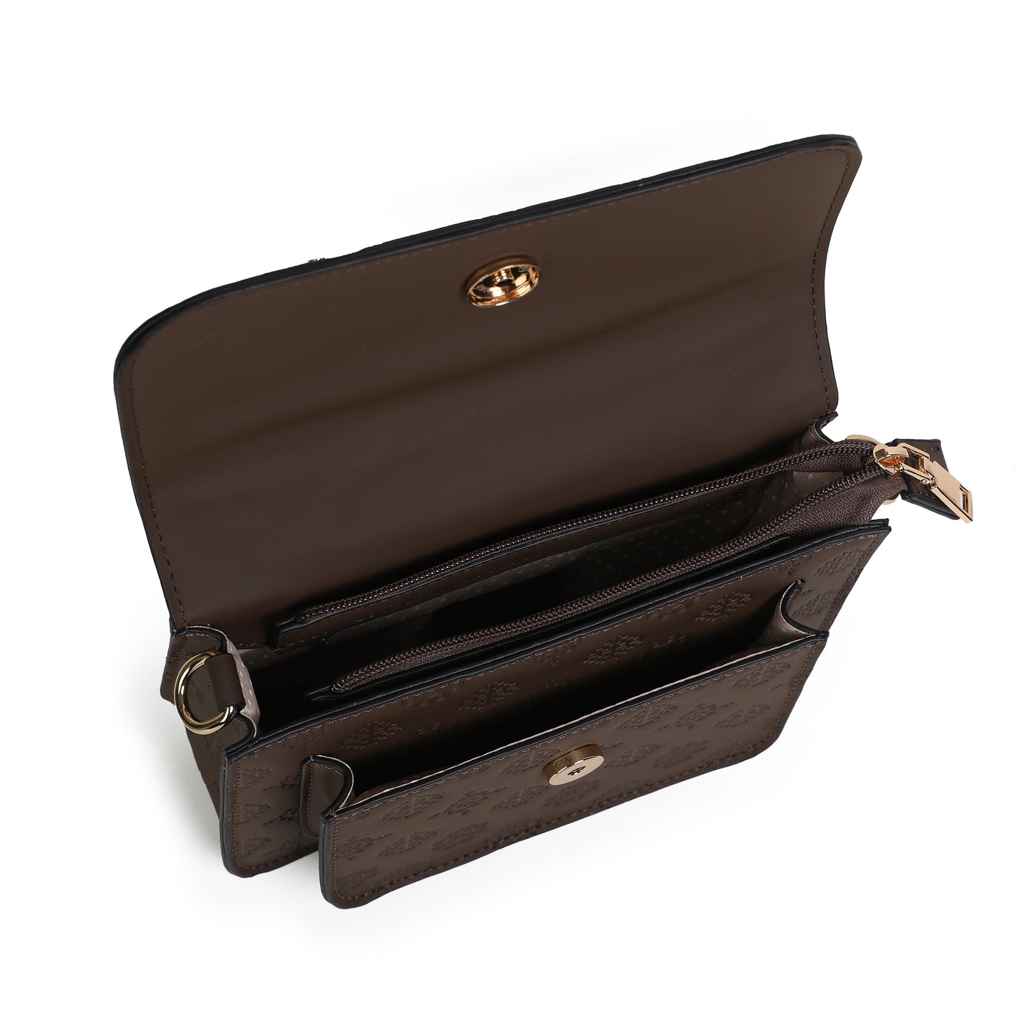 863911 Vesker, HILLEVI Clutch med preget mønster - brun