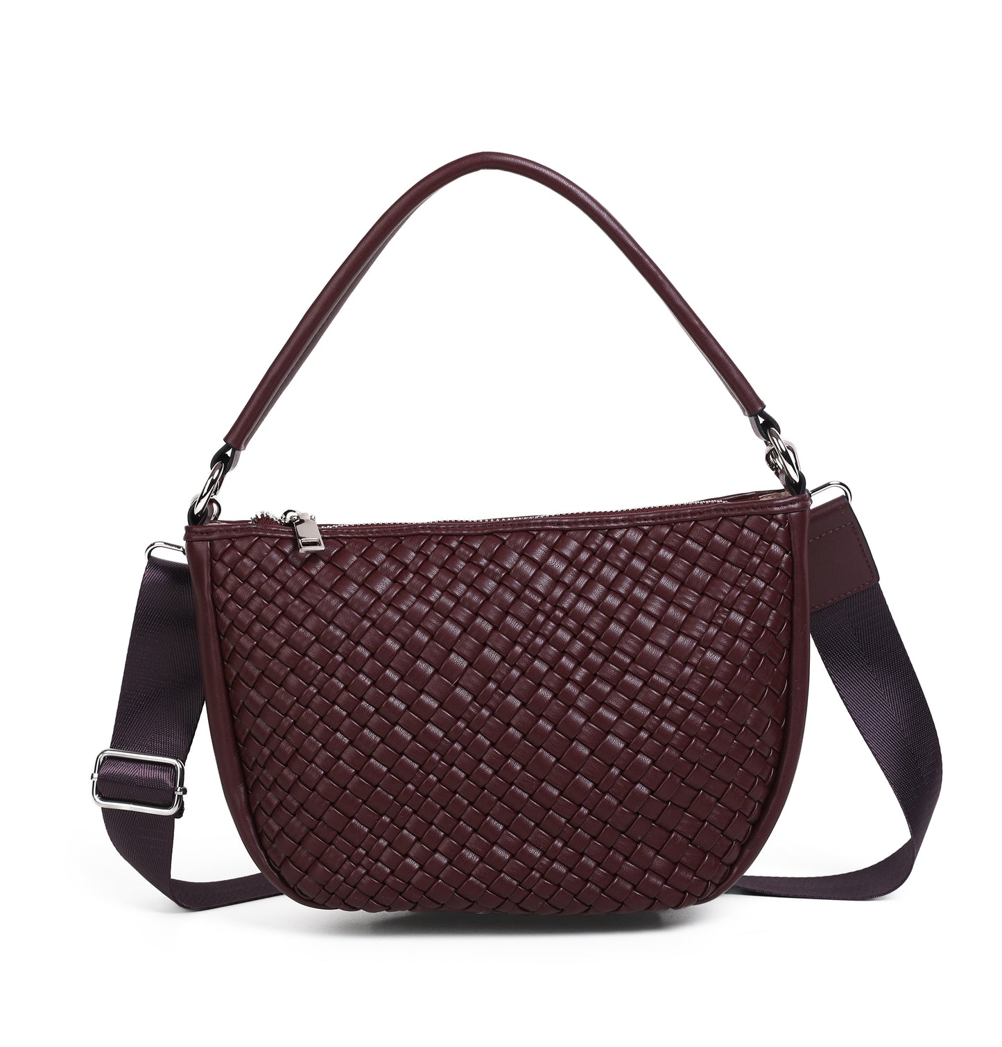 864021 Vesker, HARRIET Liten flettet bag - burgunder