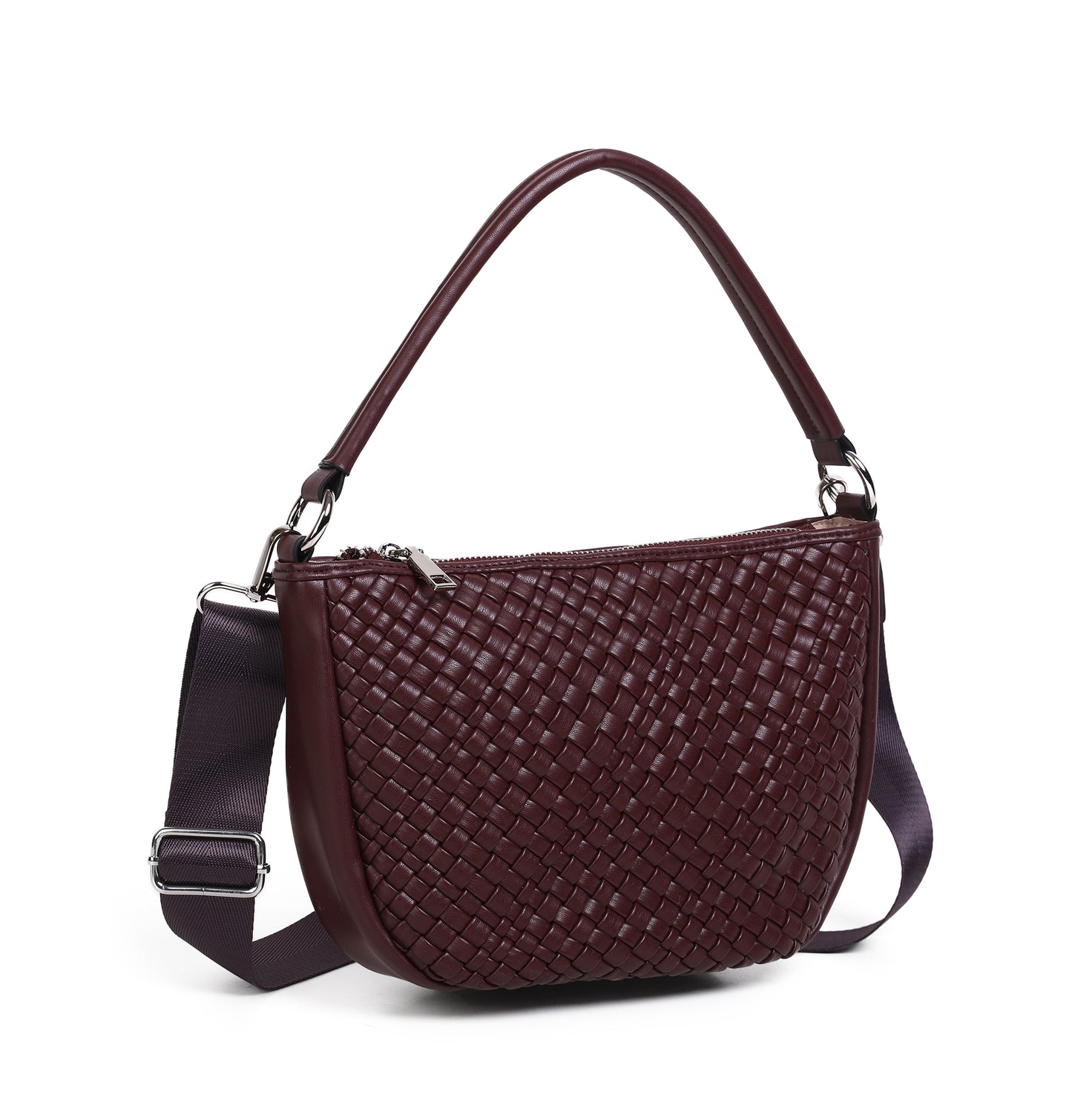 864021 Vesker, HARRIET Liten flettet bag - burgunder