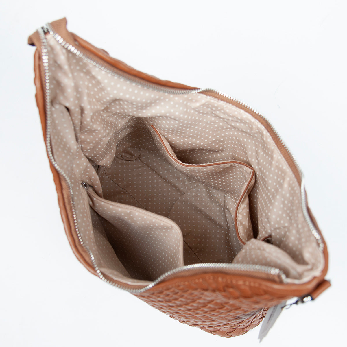 864111 Vesker, HARMONY Flettet stor bag - cognac