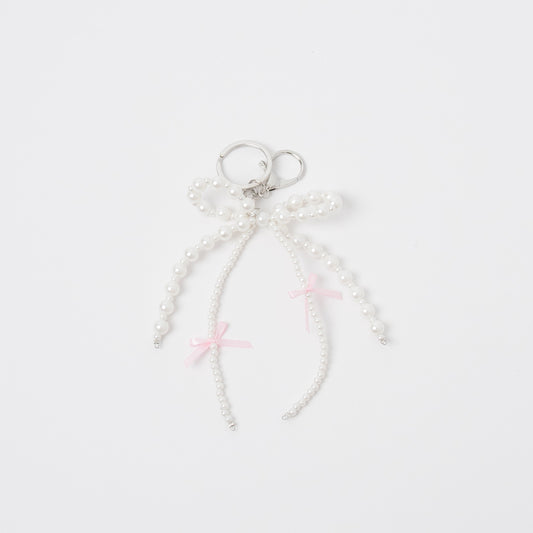 865302 Veskepynt, PERLE sløyfe - hvit