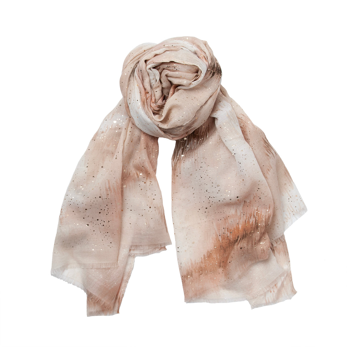 867005 Skjerf , Skjerf beige/gullfoil printet