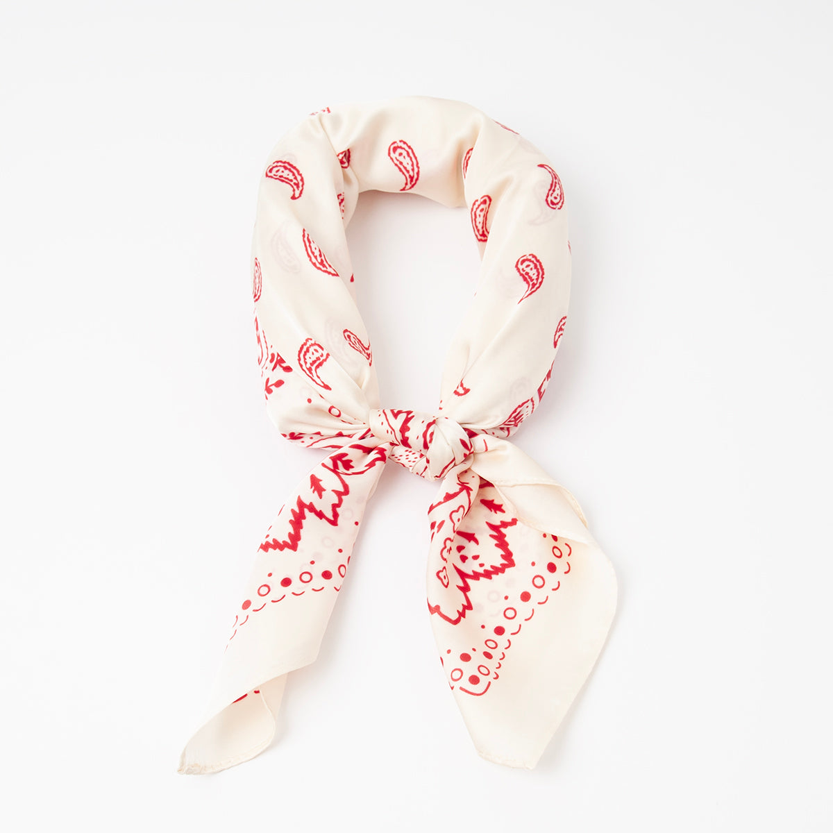 867123 Skjerf, lite skjerf bandana print - hvite med rødt