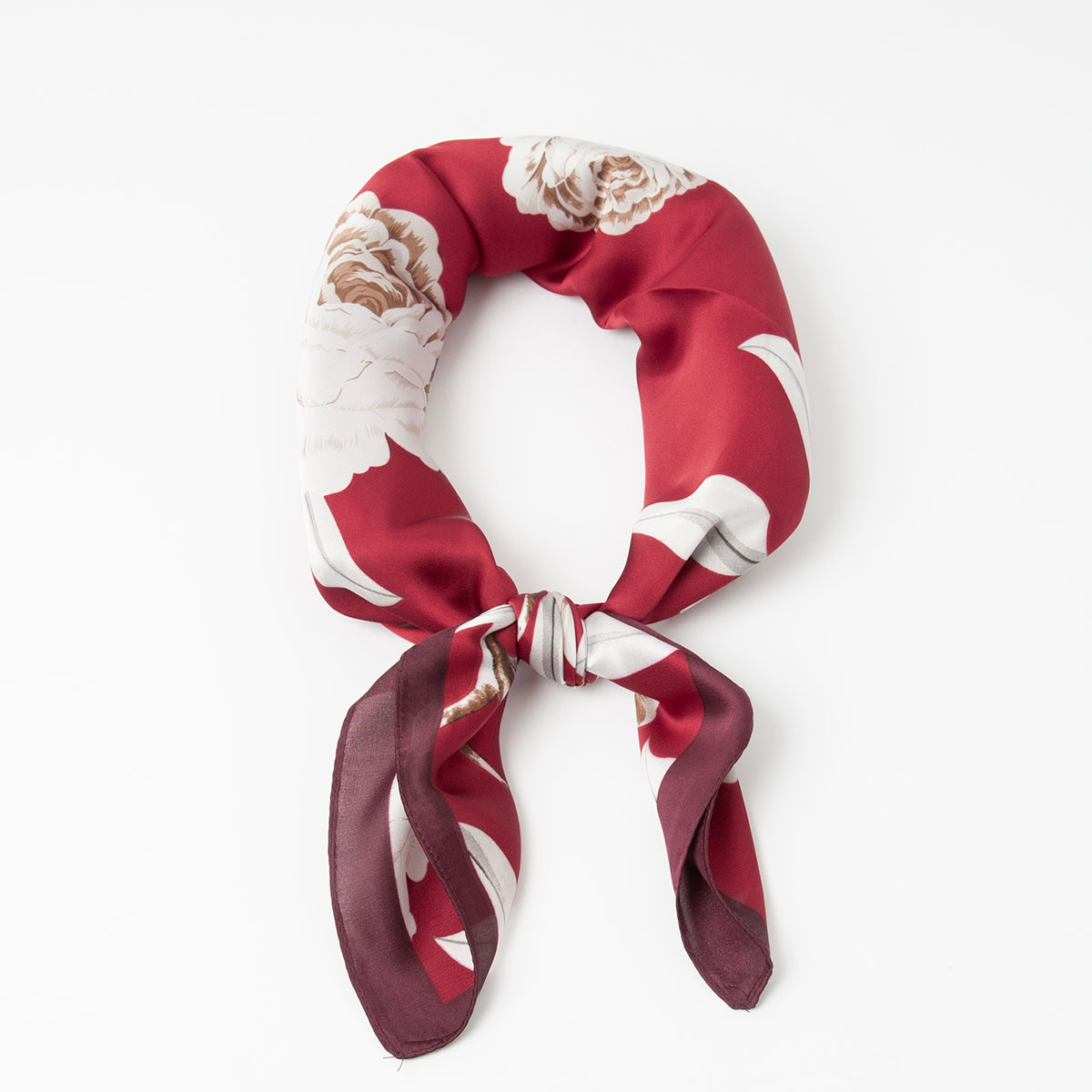 867421 Skjerf, lite skjerf store blomster - burgunder