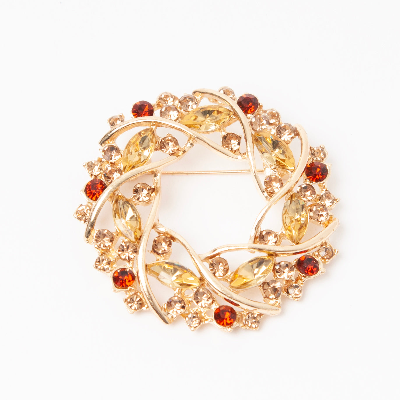 868005 Broche -Krans med strass stener - beige/gull