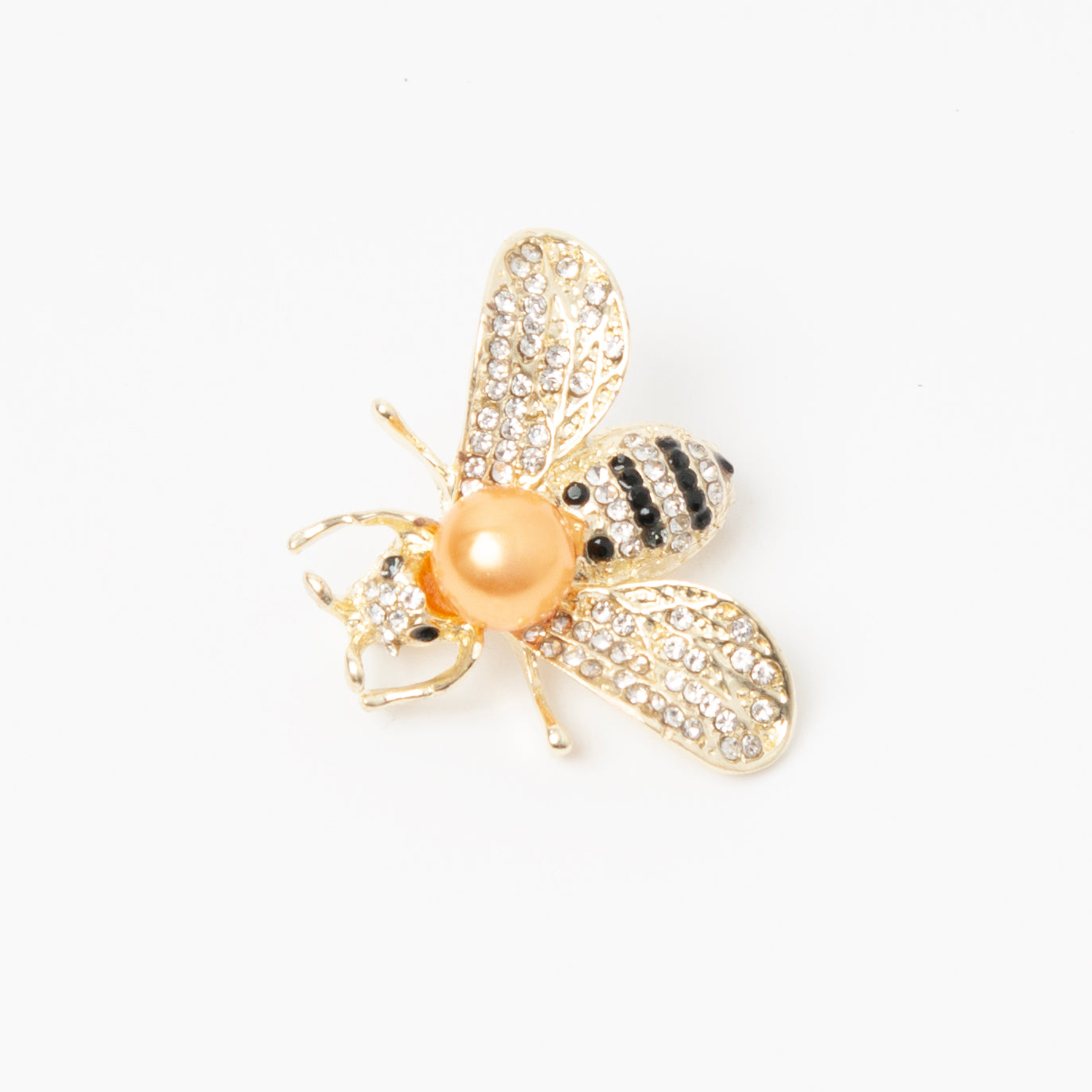 868162 Broche - Bie med strass stener - gull