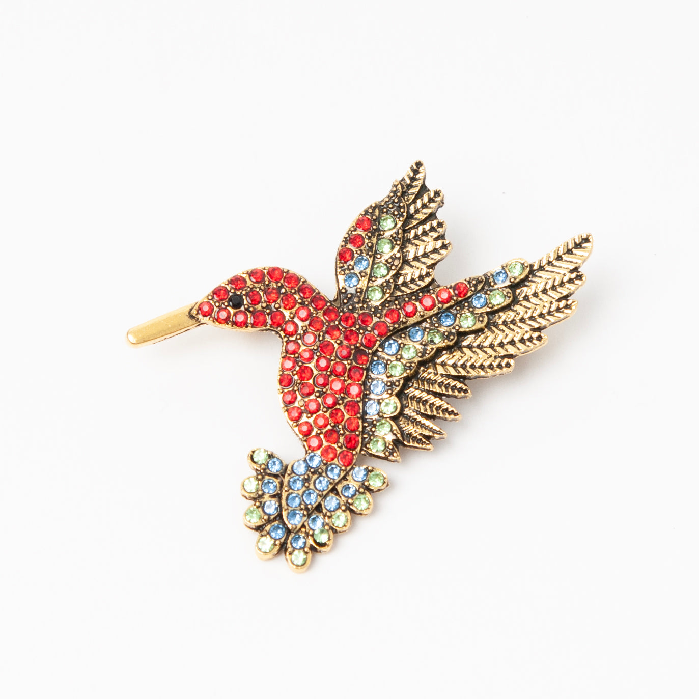868523 Broche - Kolibri strass stener - rød