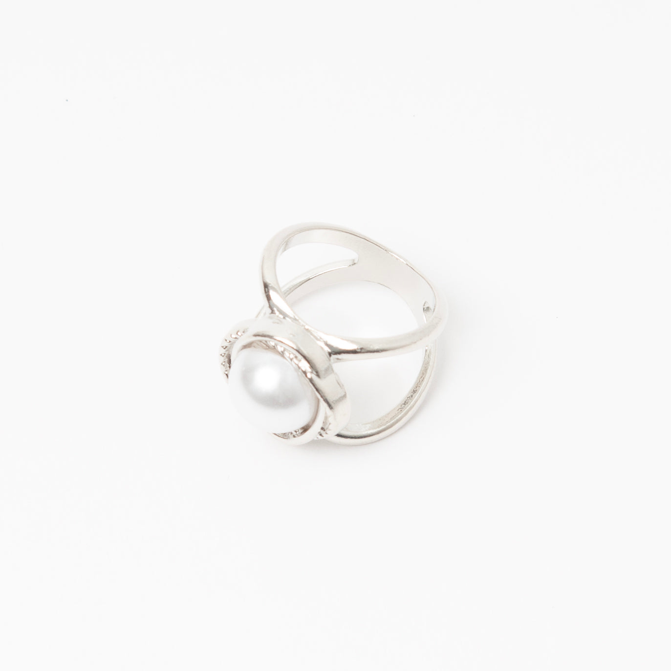 868786 Skjerf ring - Blomst med perle - sølv