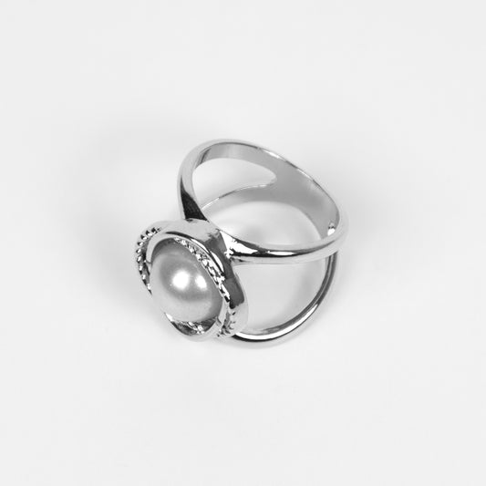 868786 Skjerf ring - Blomst med perle - sølv