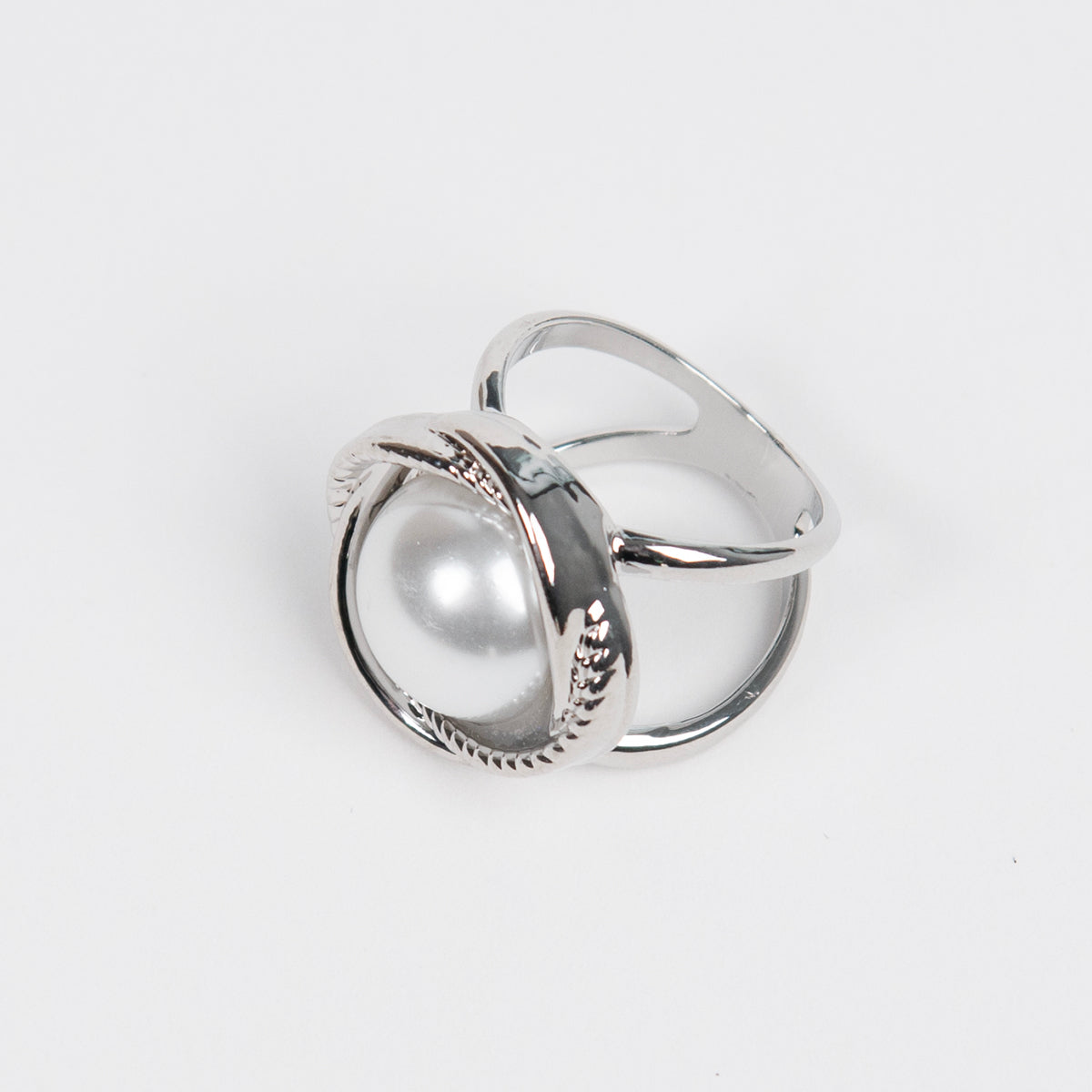 868786X Skjerf ring - STOR STR Blomst med perle - sølv