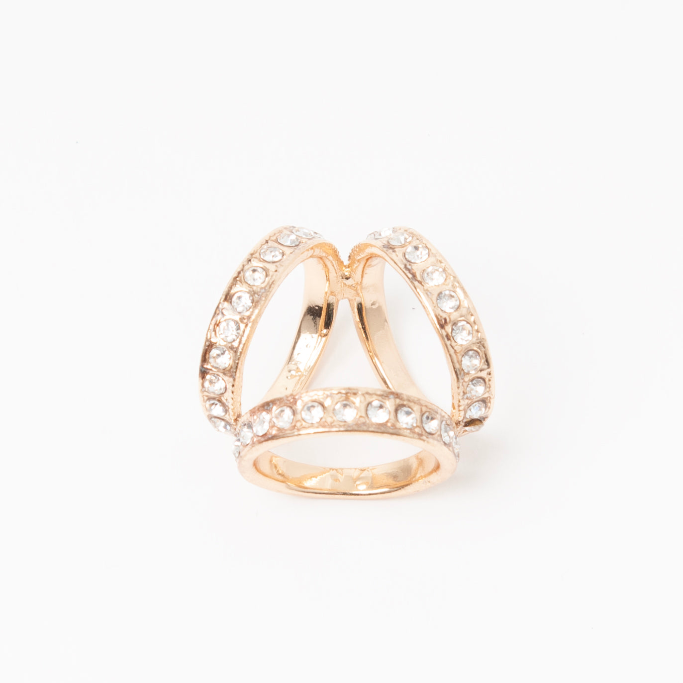 869162 Skjerf ring - Trippel ring med strass stener - sølv