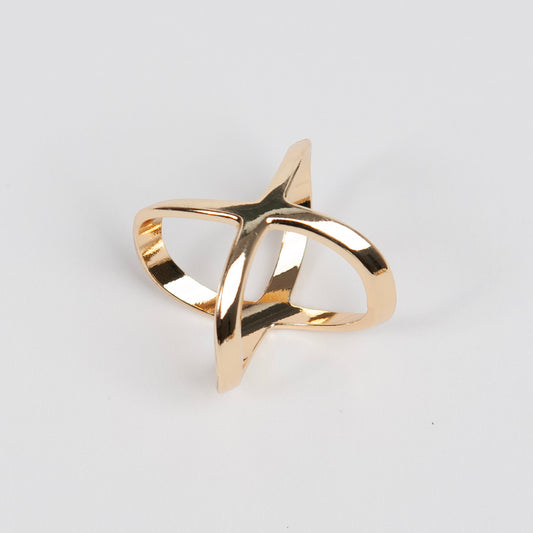 868762X Skjerf ring - STOR STR Blomst med perle - gull