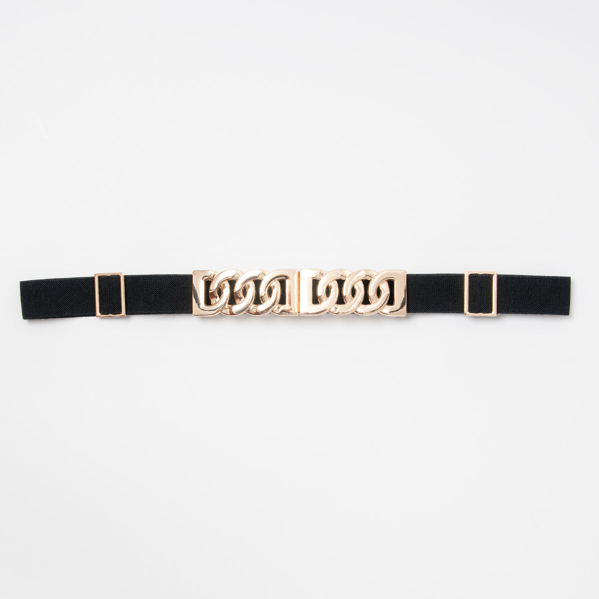 869501 Belte (6 stk) smalt elastisk belte one size 2,5 cm vidde / Lenkespenne i gull  - svart