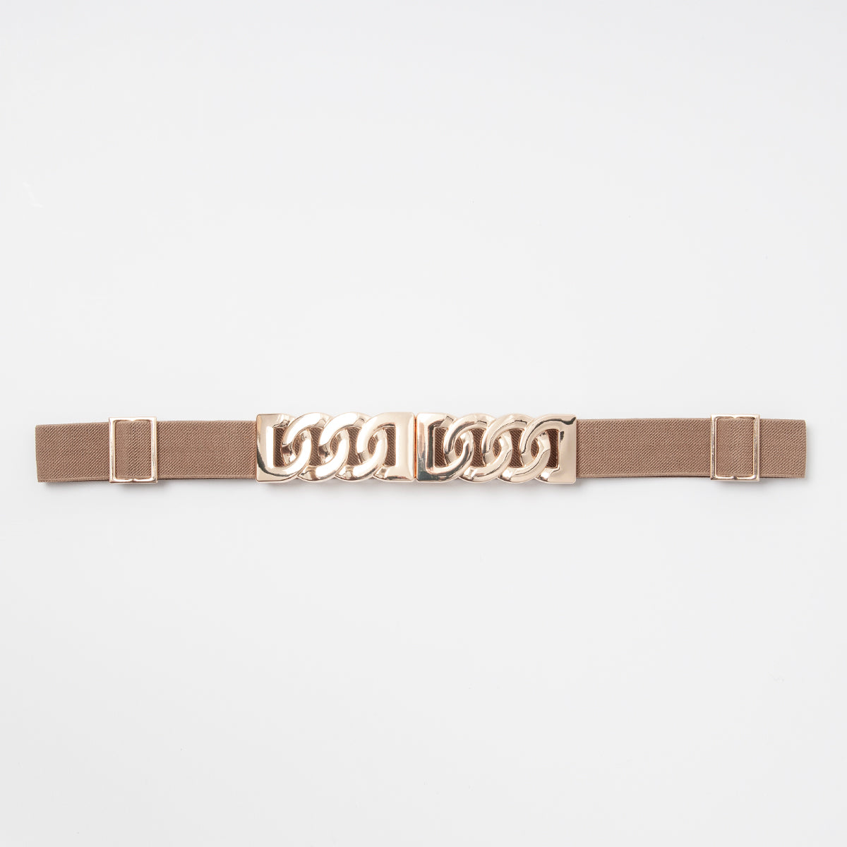 869505 Belte (6 stk) smalt elastisk belte one size 2,5 cm vidde / Lenkespenne i gull  - beige