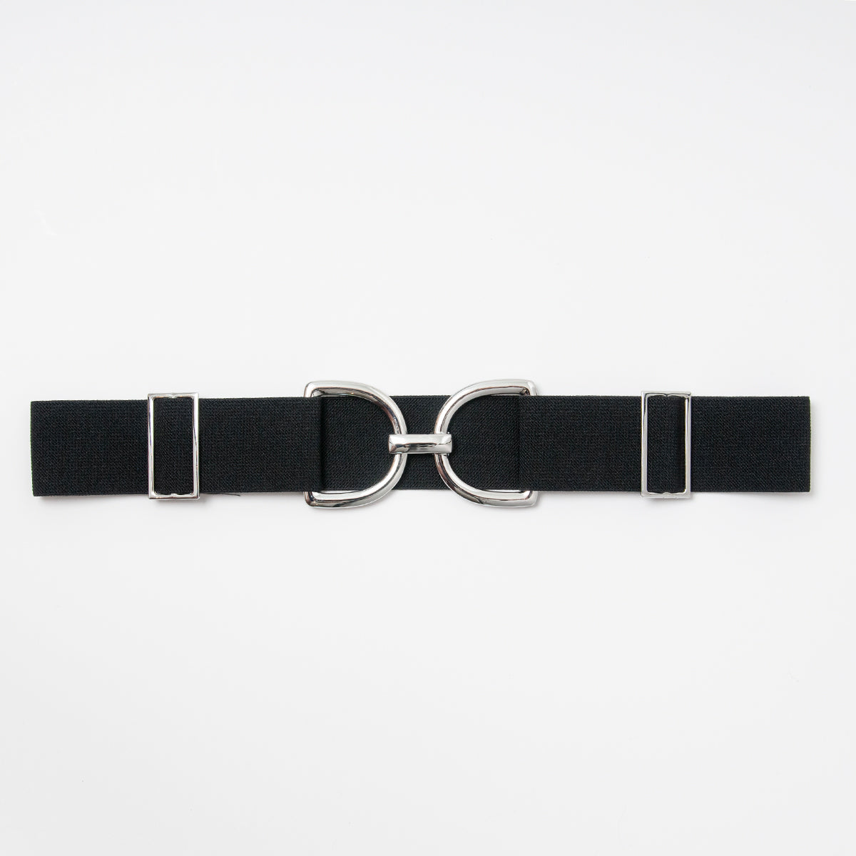 869701 Belte (6 stk) elastisk belte one size 5 cm vidde / D-D spenne i sølv - svart