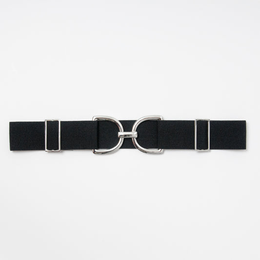 869701 Belte (6 stk) elastisk belte one size 5 cm vidde / D-D spenne i sølv - svart