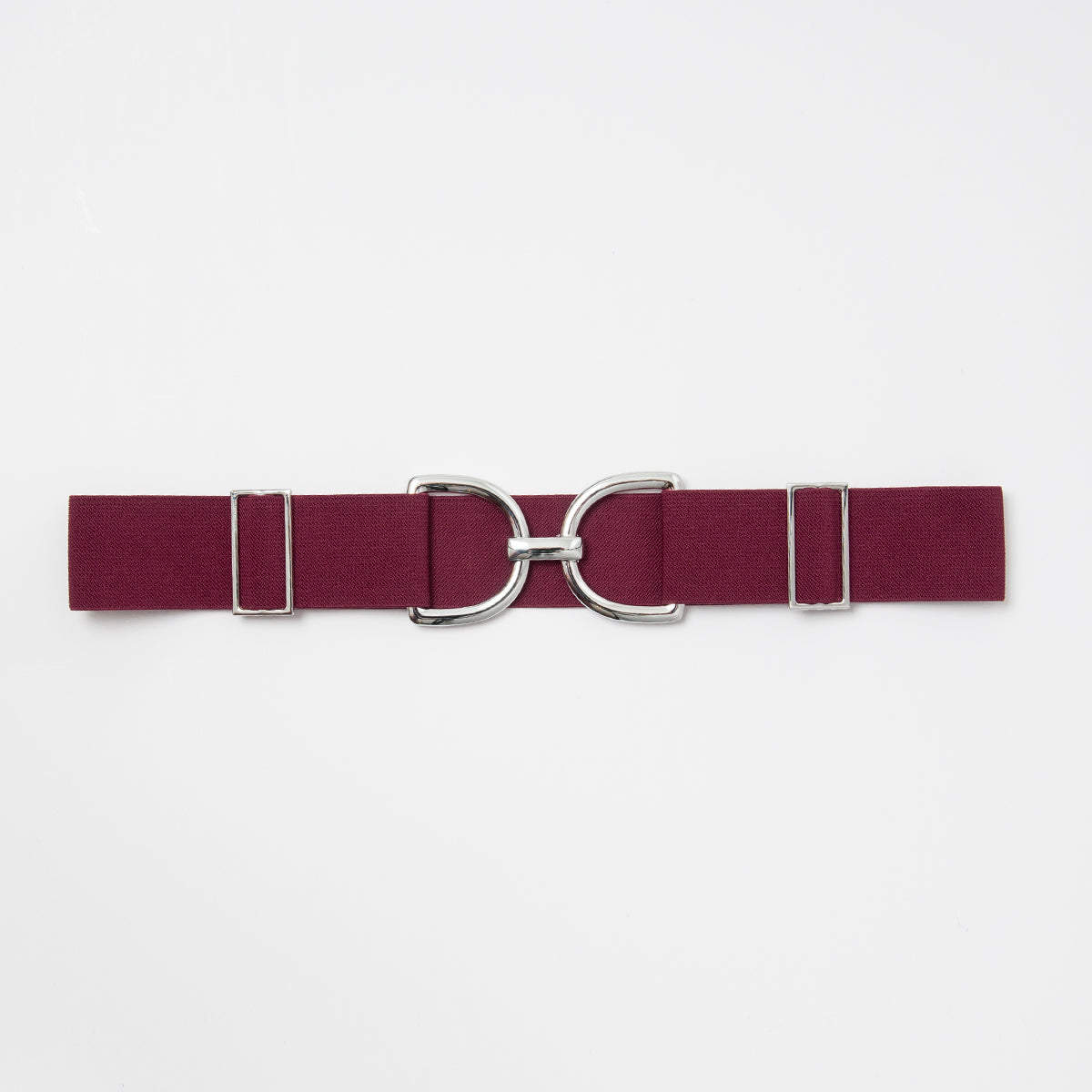 869721 Belte (6 stk) elastisk belte one size 5 cm vidde / D-D spenne i sølv - burgunder