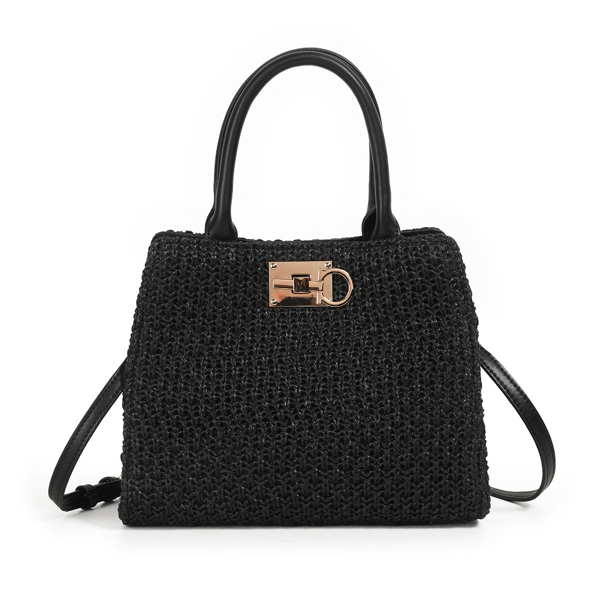 870001 Vesker, INDIA flettet shopper - svart