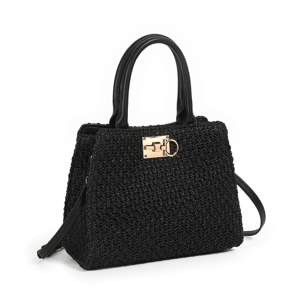 870001 Vesker, INDIA flettet shopper - svart