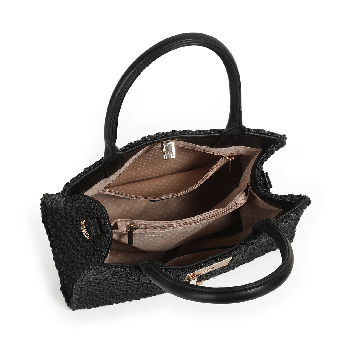 870001 Vesker, INDIA flettet shopper - svart