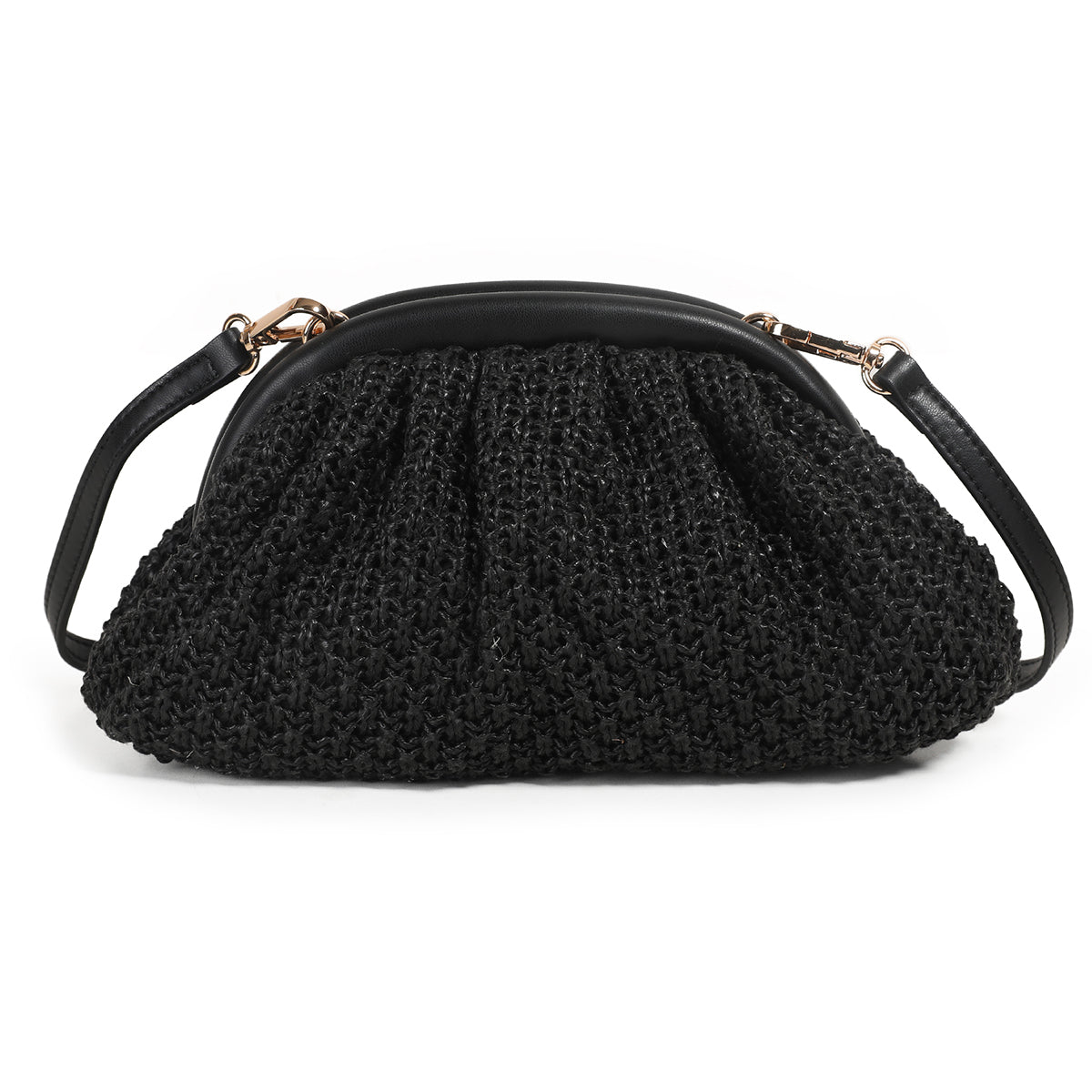 870301 Vesker, IDUN flettet myk clutch - svart