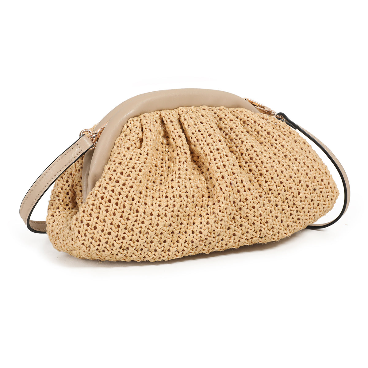 870305 Vesker, IDUN flettet myk clutch - beige