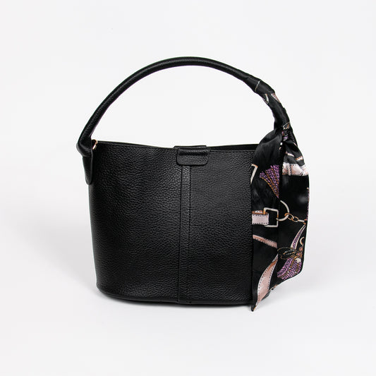 870601 Vesker, IBELIN liten bucketbag med skjerf - svart