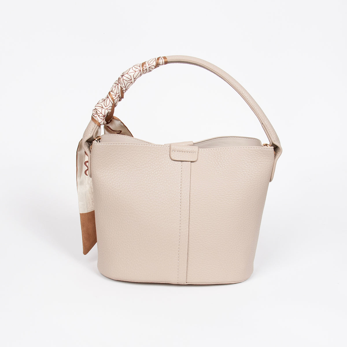 870605 Vesker, IBELIN liten bucketbag med skjerf - beige