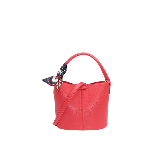 870623 Vesker, IBELIN liten bucketbag med skjerf - rød