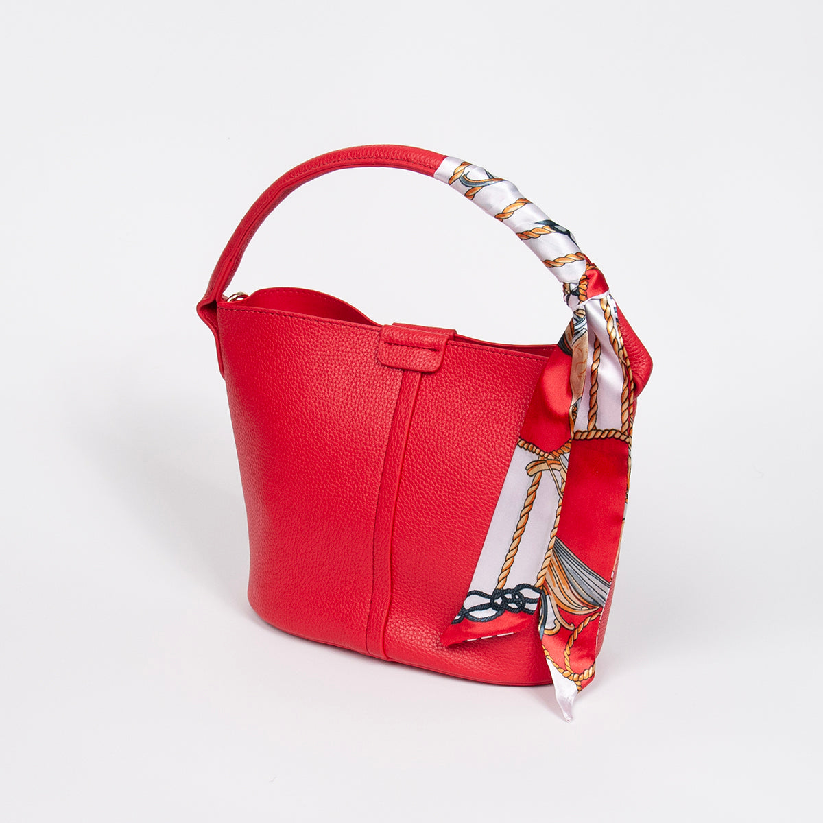 870623 Vesker, IBELIN liten bucketbag med skjerf - rød