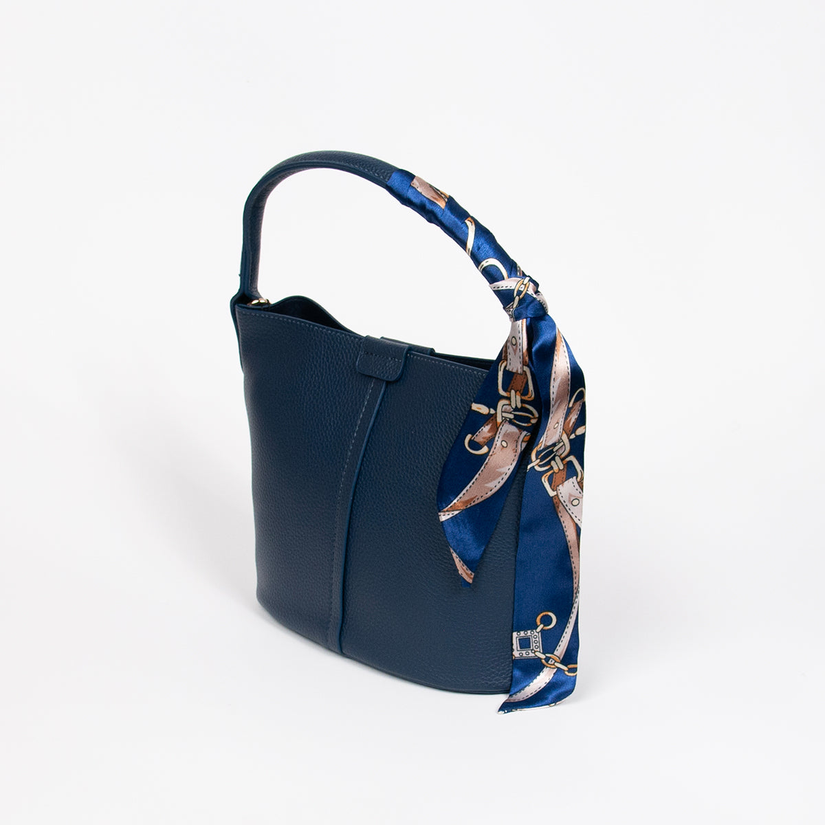 870641 Vesker, IBELIN liten bucketbag med skjerf - marine