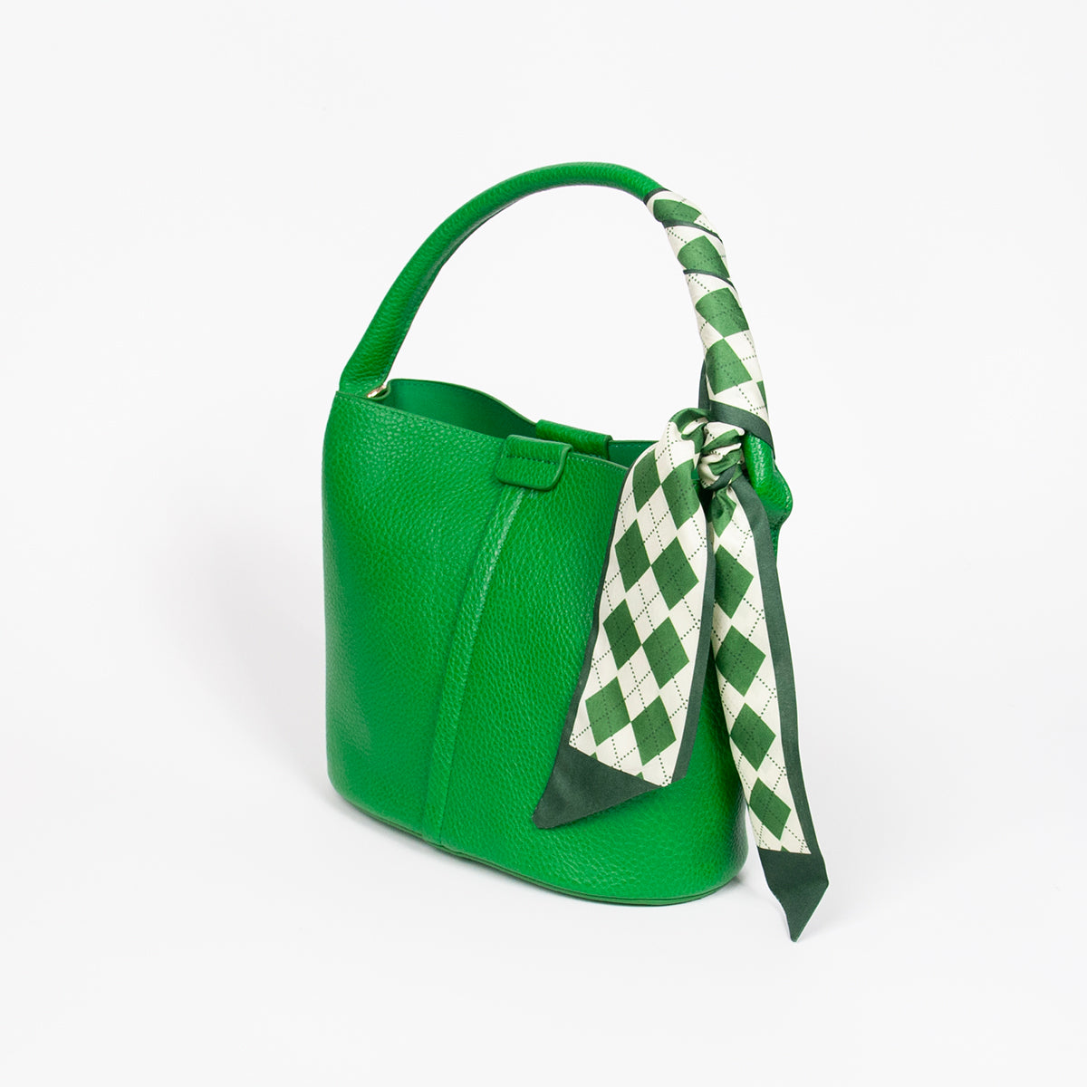 870655 Vesker, IBELIN liten bucketbag med skjerf - sterk grønn