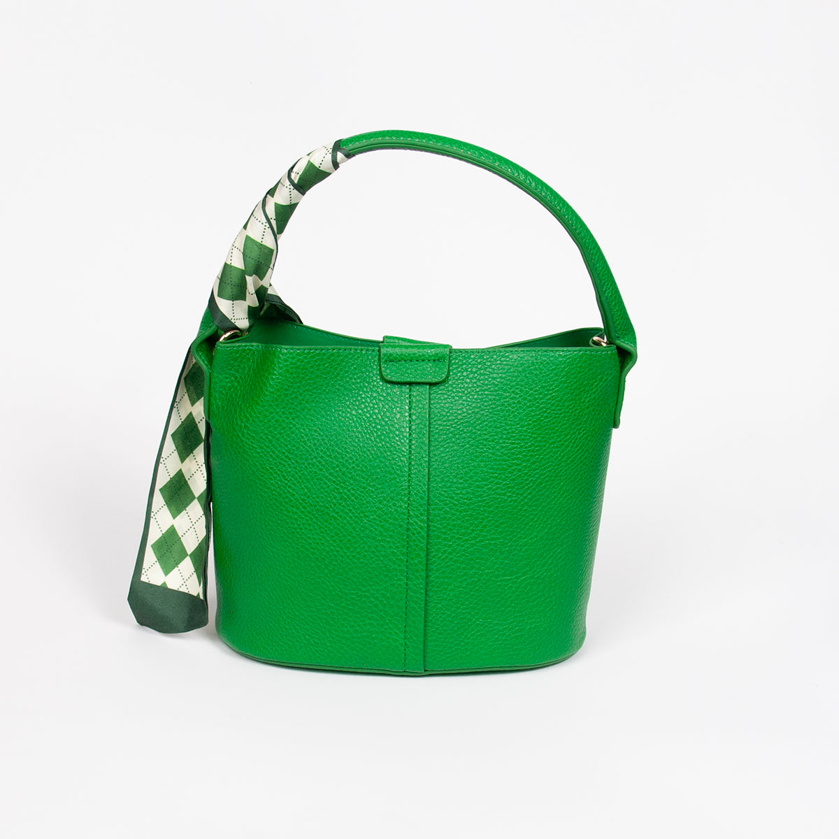 870655 Vesker, IBELIN liten bucketbag med skjerf - sterk grønn