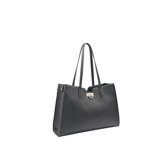 871101 Vesker, INE shopper med frontspenne  - svart