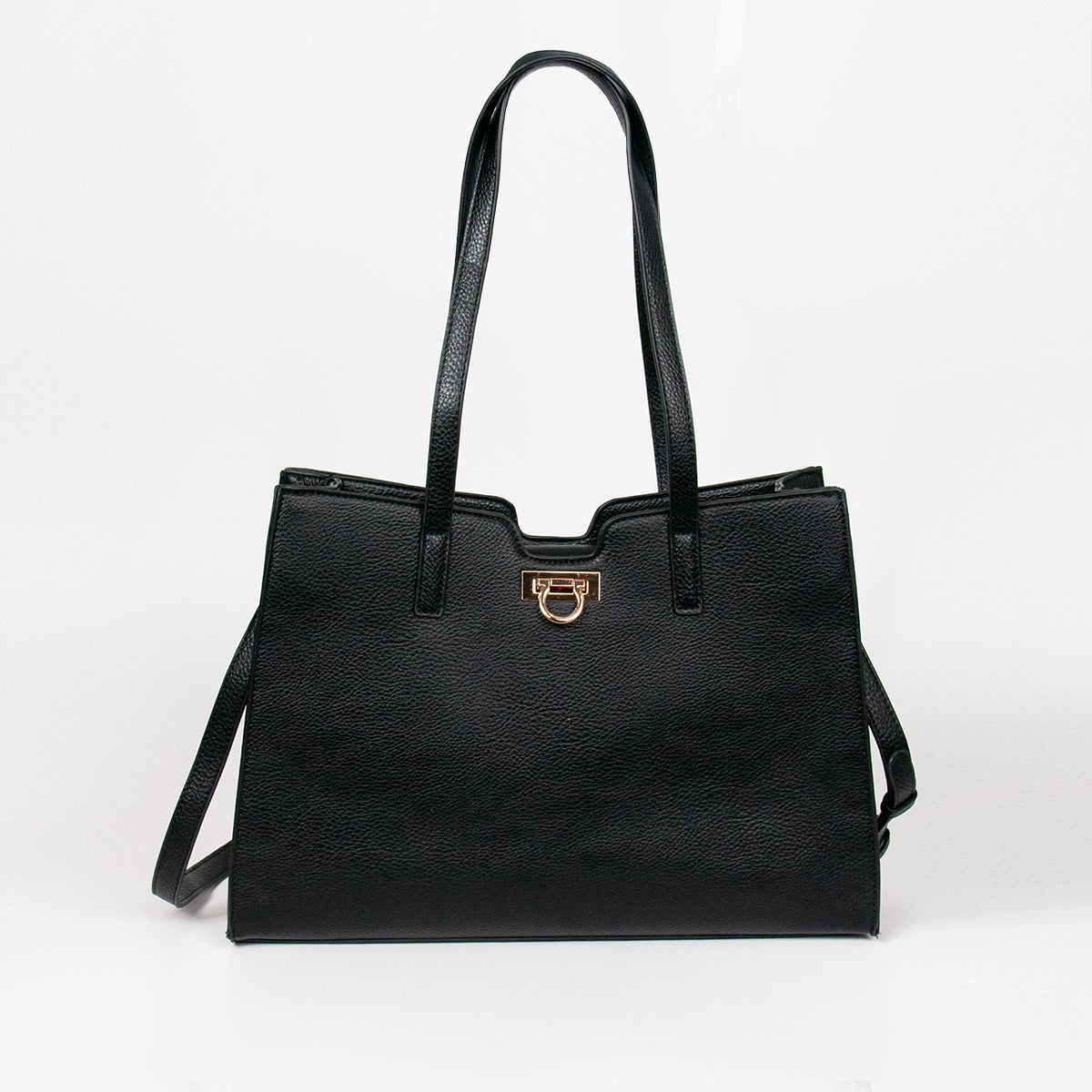 871101 Vesker, INE shopper med frontspenne  - svart