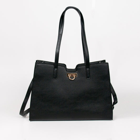 871101 Vesker, INE shopper med frontspenne  - svart