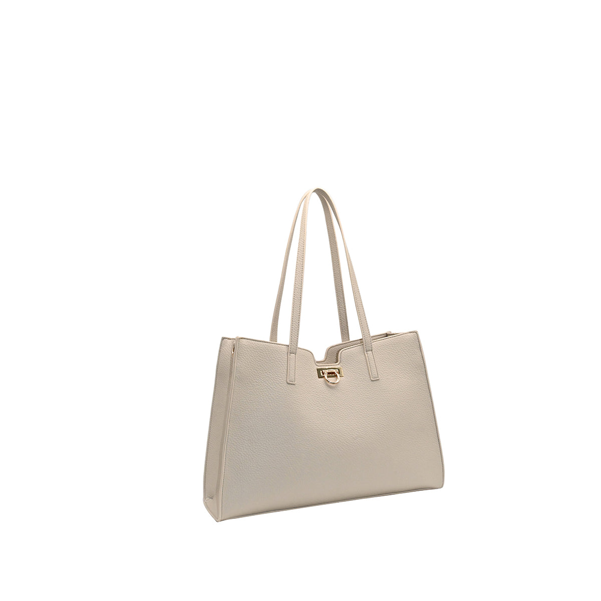 871105 Vesker, INE shopper med frontspenne  - beige