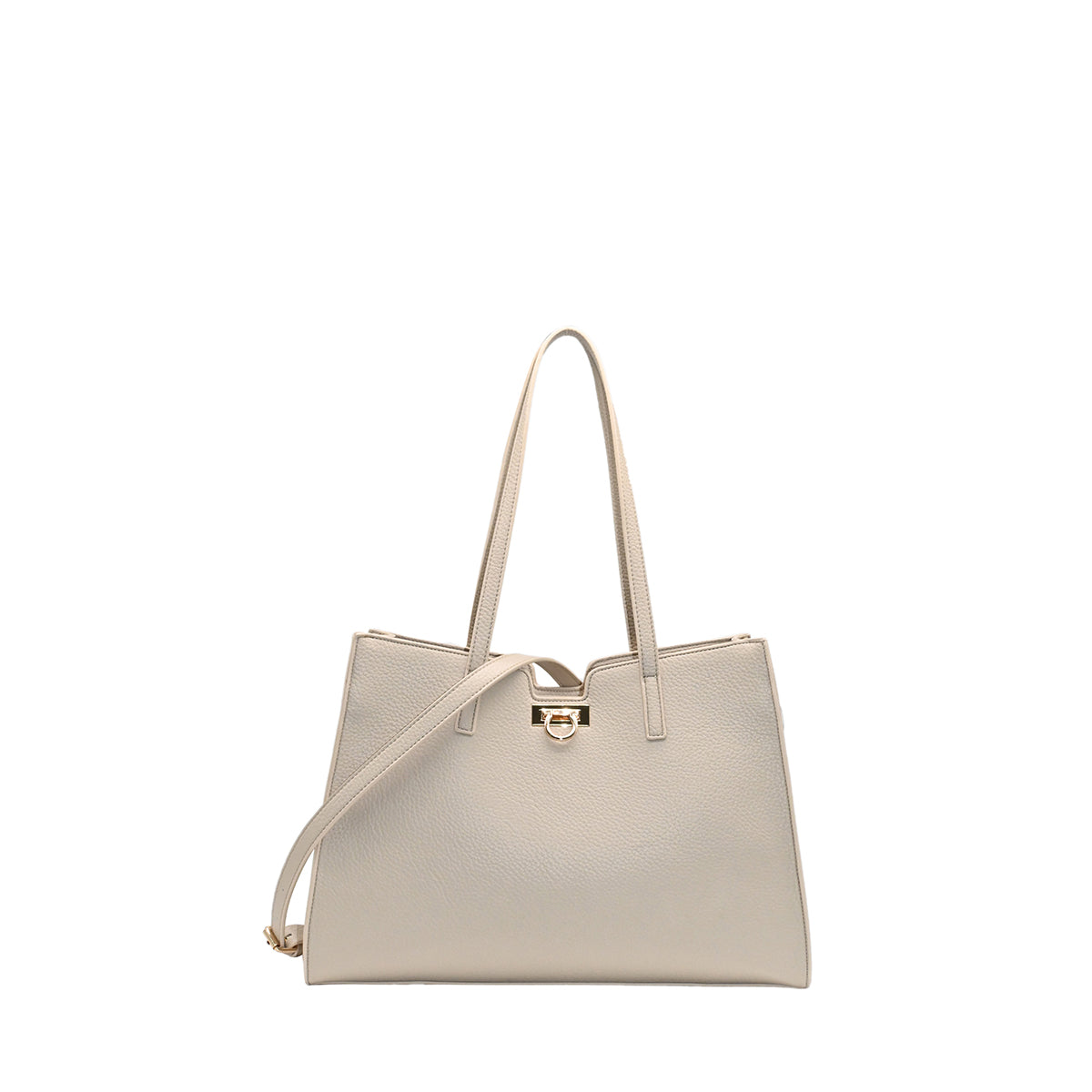 871105 Vesker, INE shopper med frontspenne  - beige