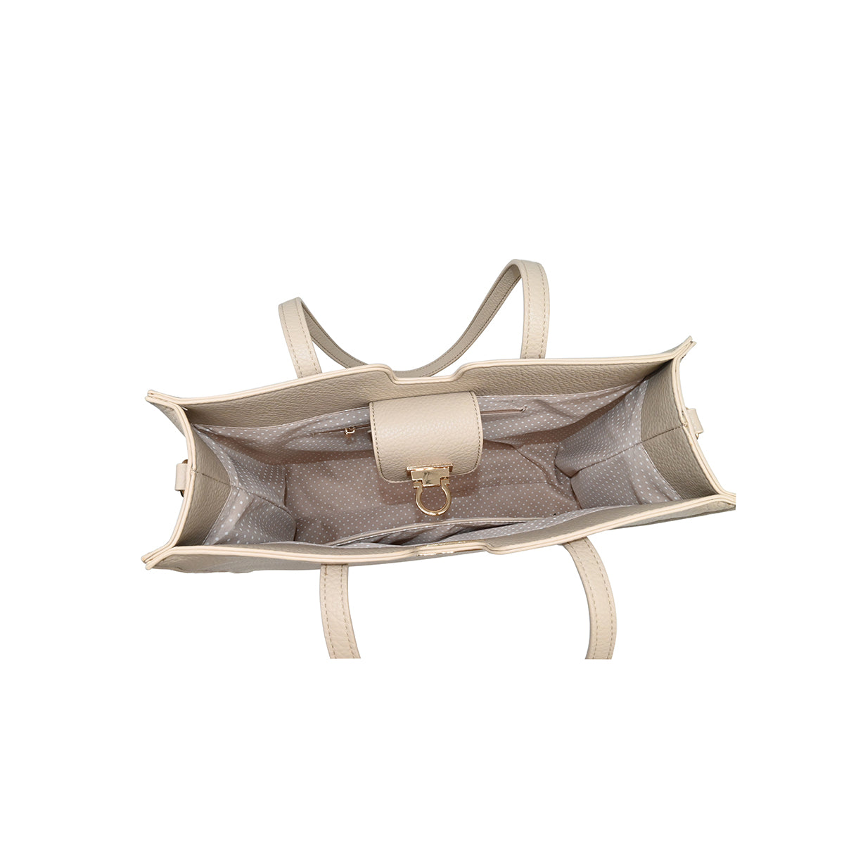 871105 Vesker, INE shopper med frontspenne  - beige