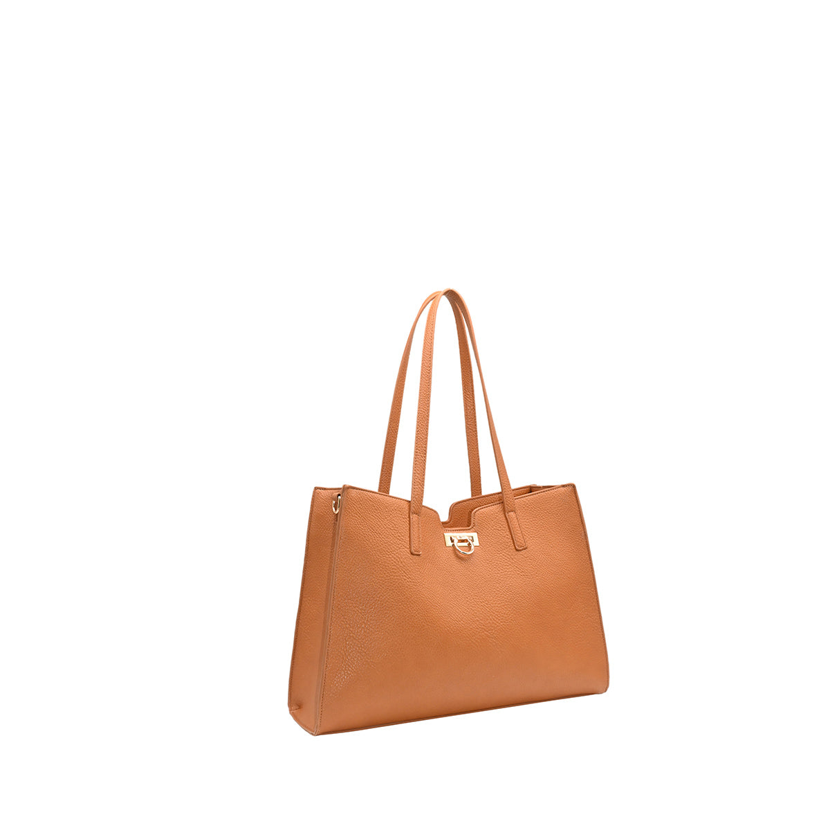 871115 Vesker, INE shopper med frontspenne  - cognac