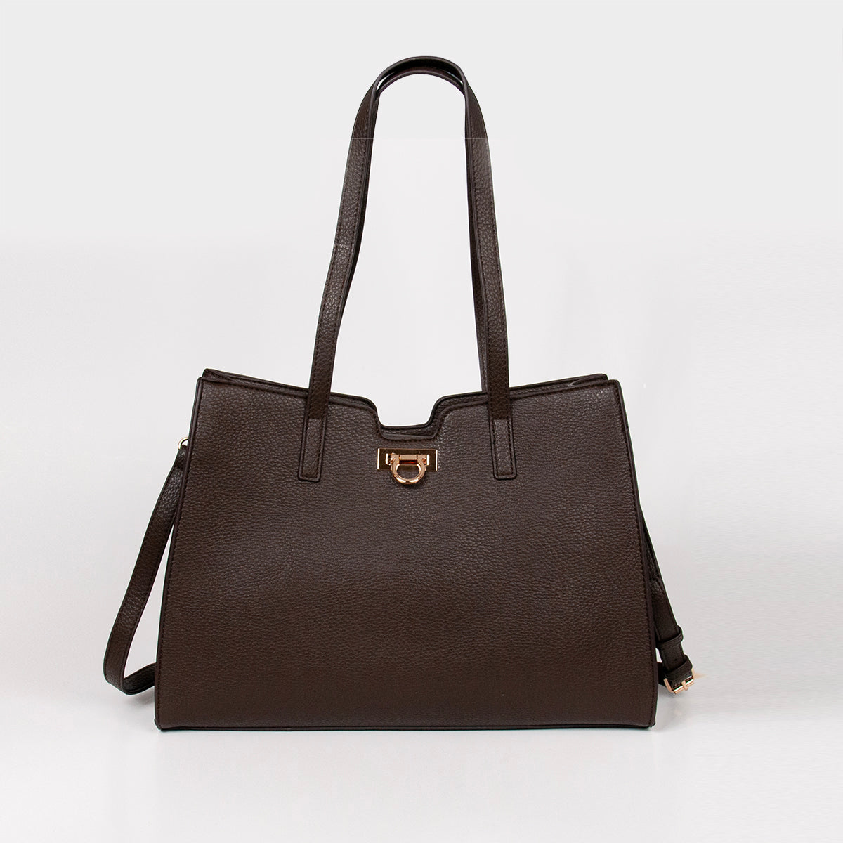871115 Vesker, INE shopper med frontspenne  - cognac