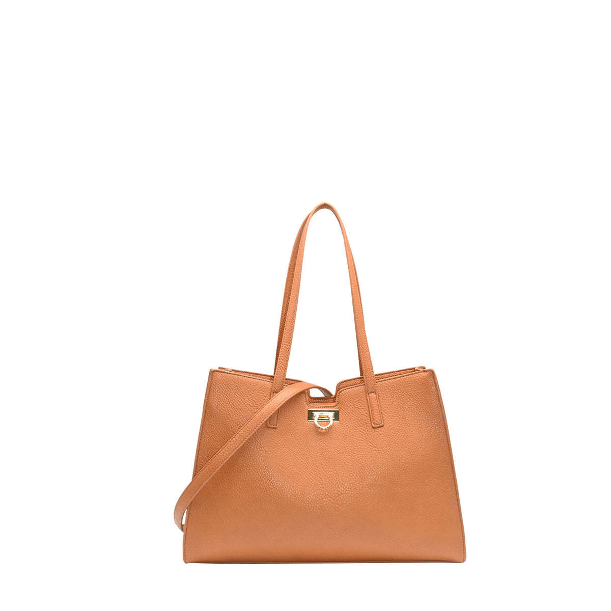 871115 Vesker, INE shopper med frontspenne  - cognac