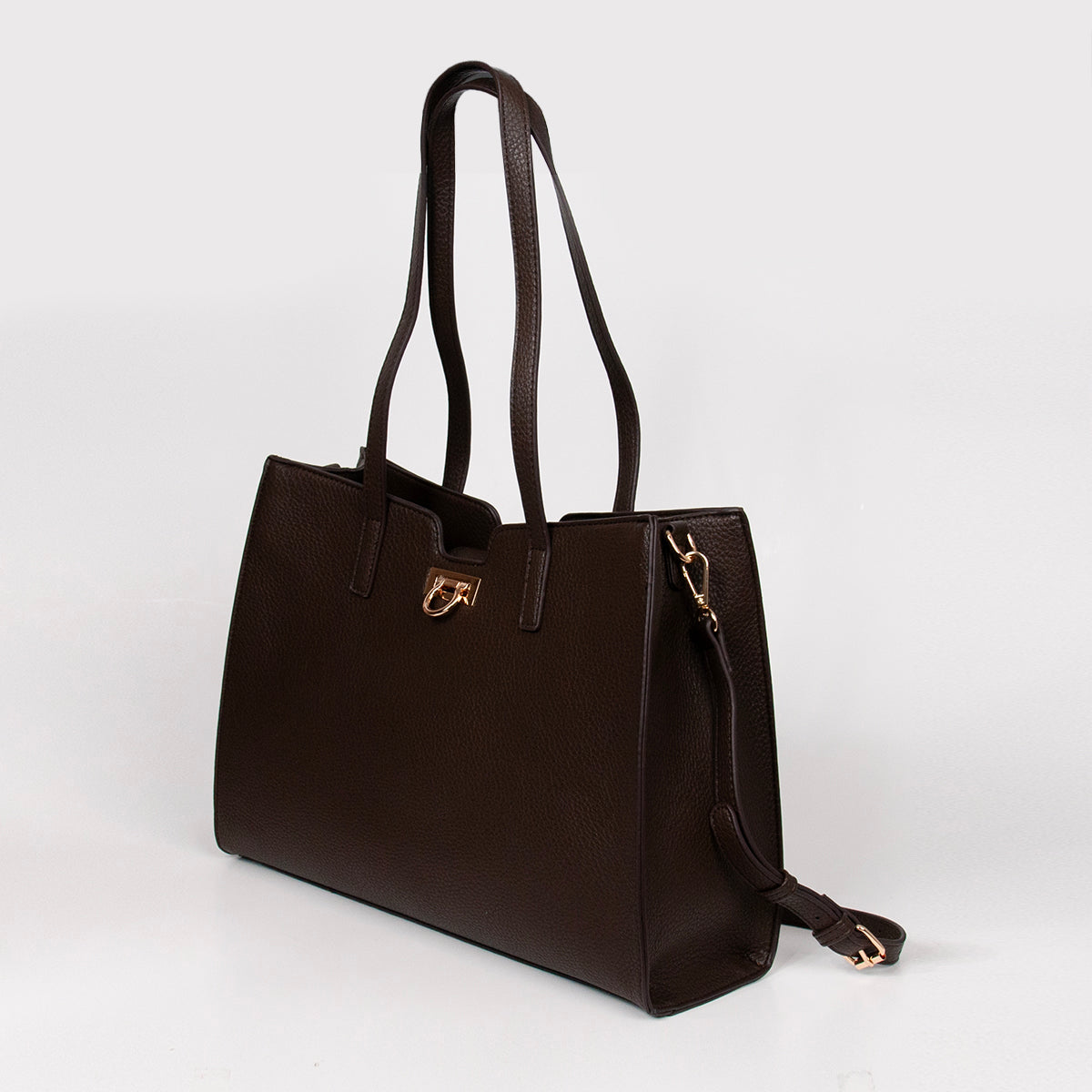 871115 Vesker, INE shopper med frontspenne  - cognac