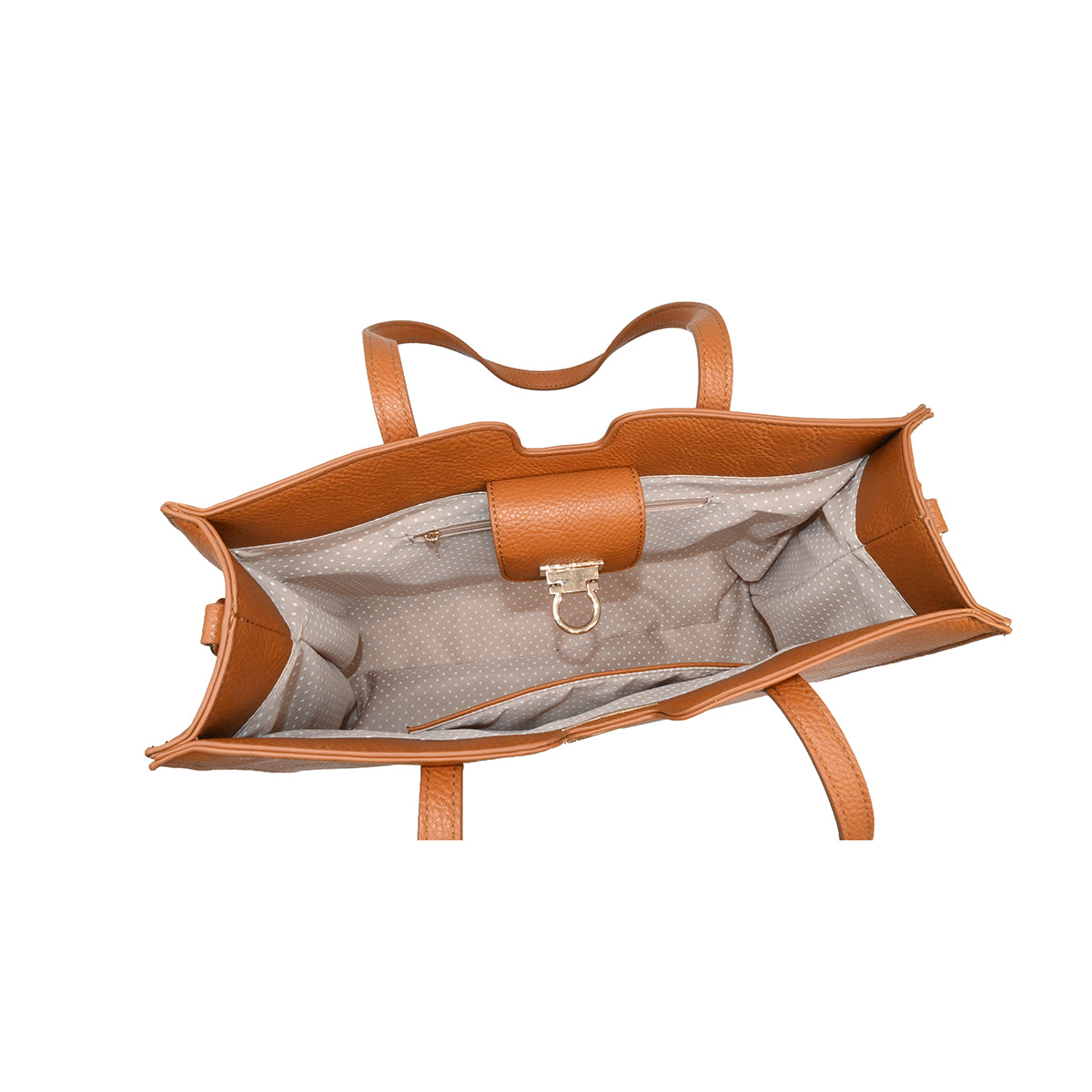 871115 Vesker, INE shopper med frontspenne  - cognac