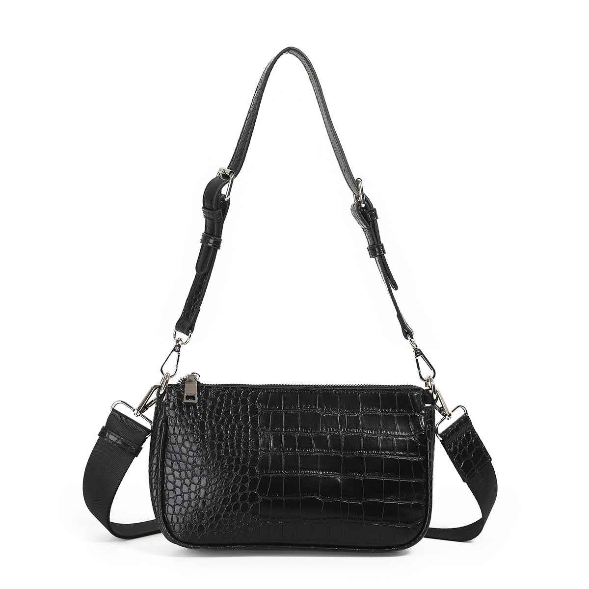 871301 Vesker, IVANA Croco clutch - svart