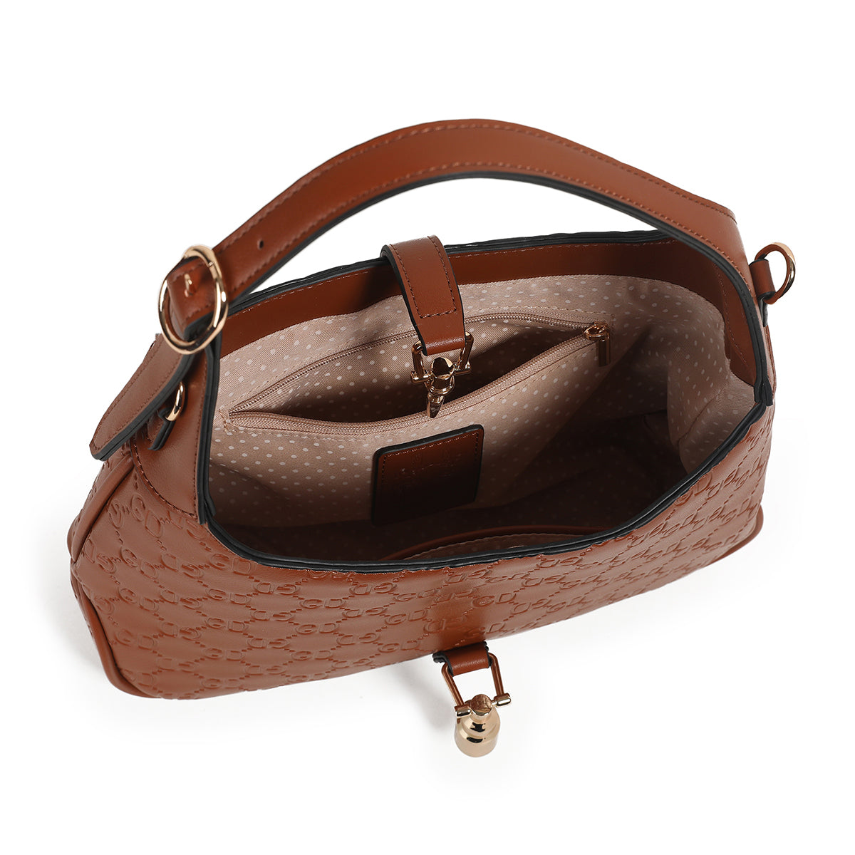 871715 Vesker, ISABELLA liten veske med mønster -cognac