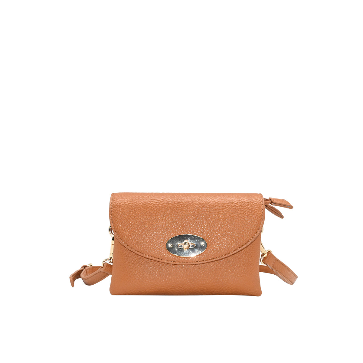 871815 Vesker, DANIELLE clutch med frontspenne  - cognac